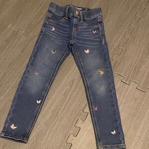 Children's Dark Blue Embroidered Butterfly Jeggings XS(4-5)